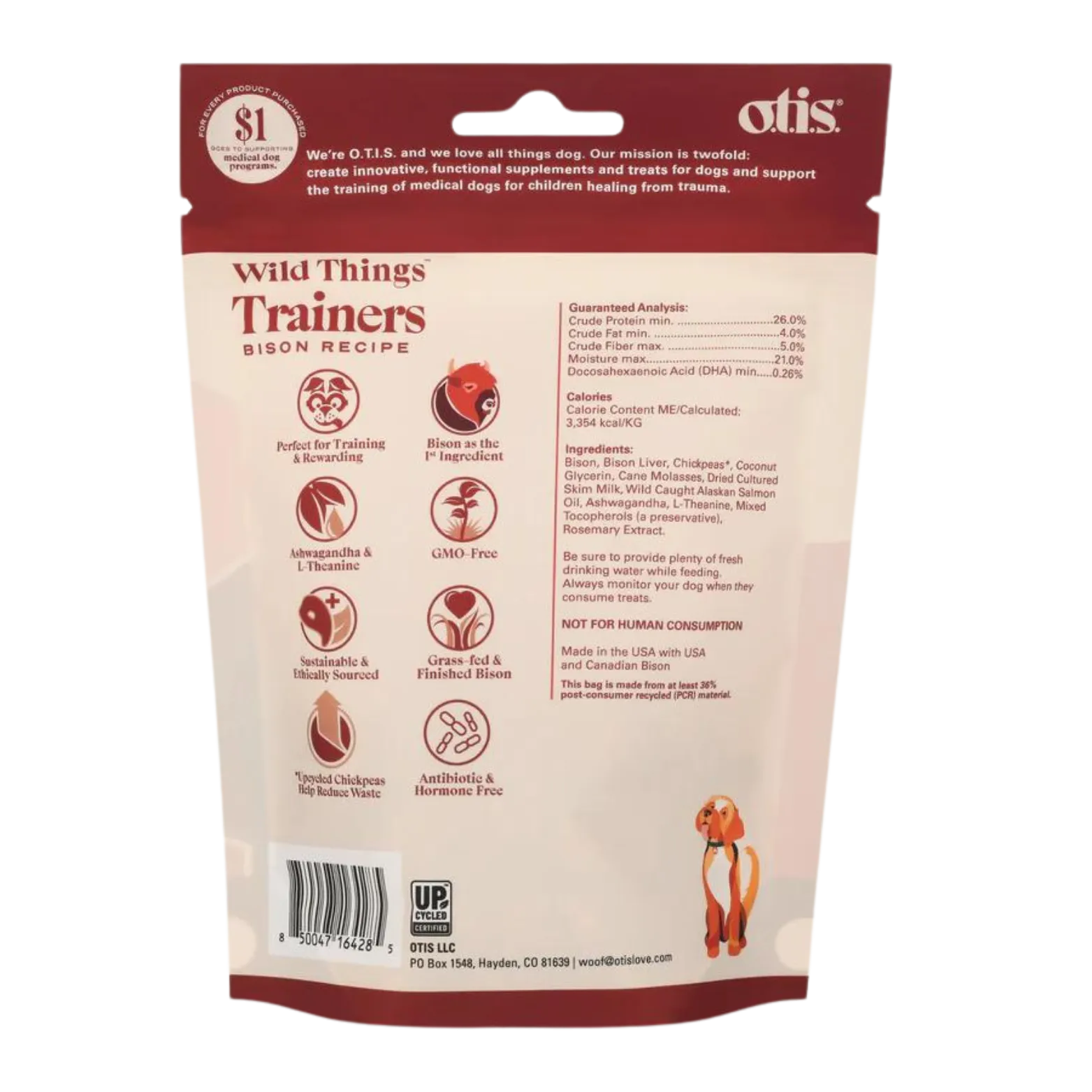 Otis Wild Things Bison Recipe Trainers Dog Treats 4 oz