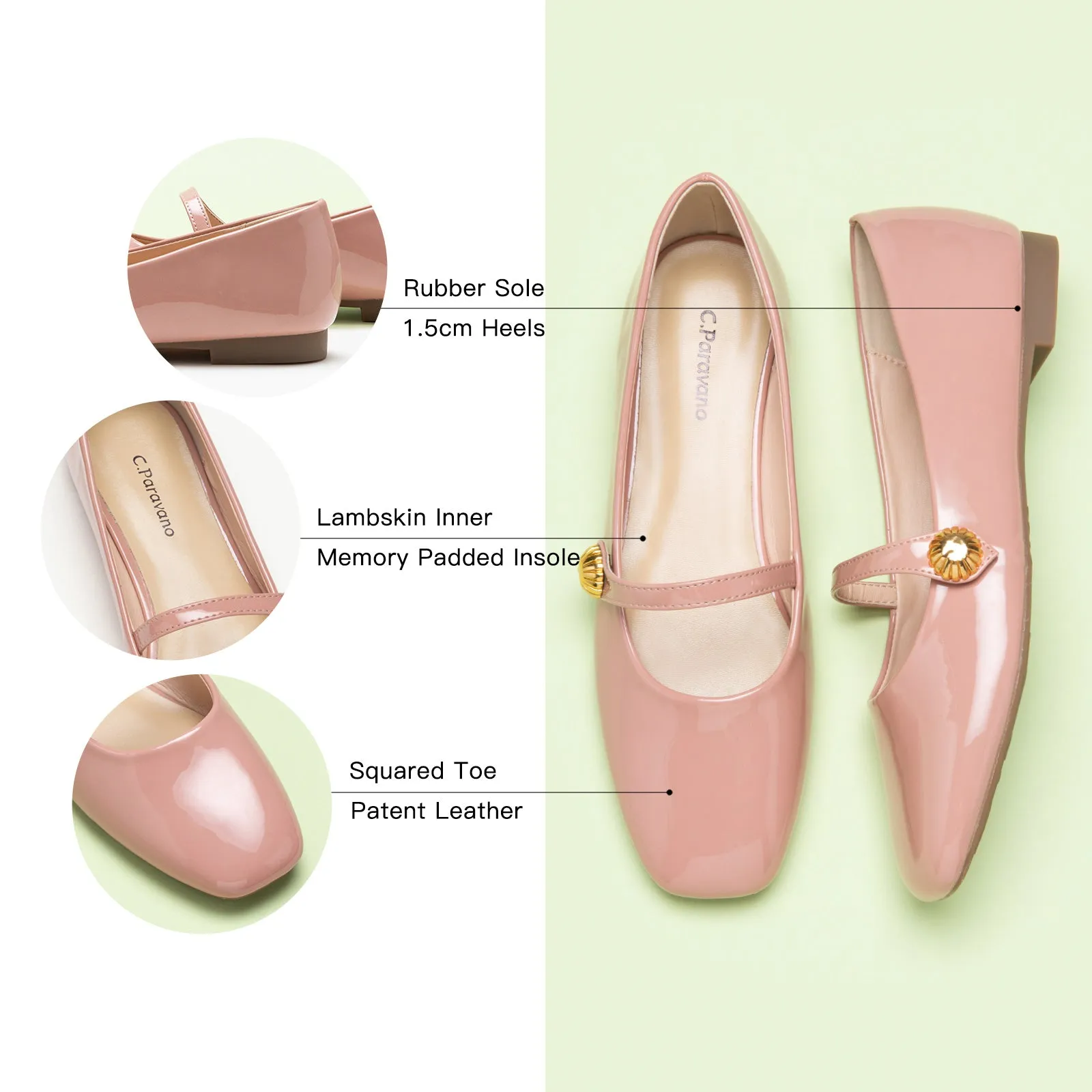 Patent Single-Strap Mary Jane (Clara) Pink