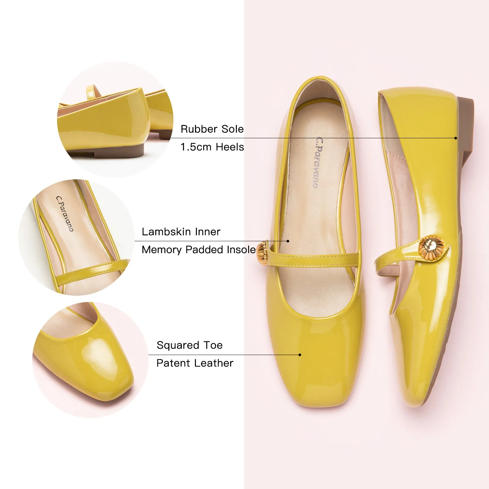 Patent Single-Strap Mary Jane (Clara) Yellow