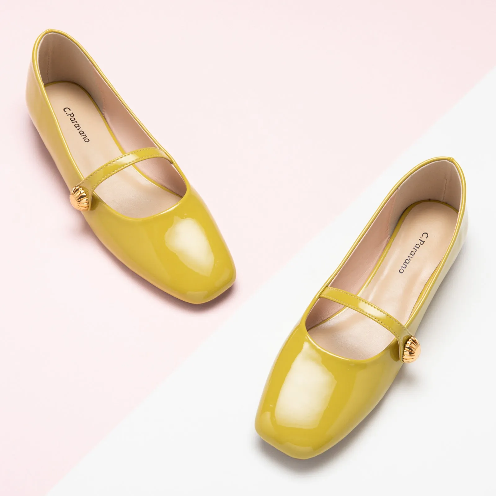 Patent Single-Strap Mary Jane (Clara) Yellow