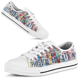 Physical Education License Plates Low Top Shoes, Teacher Shoes, Low Top Sneakers