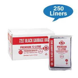 Premium 72Lt Black Bin Liners