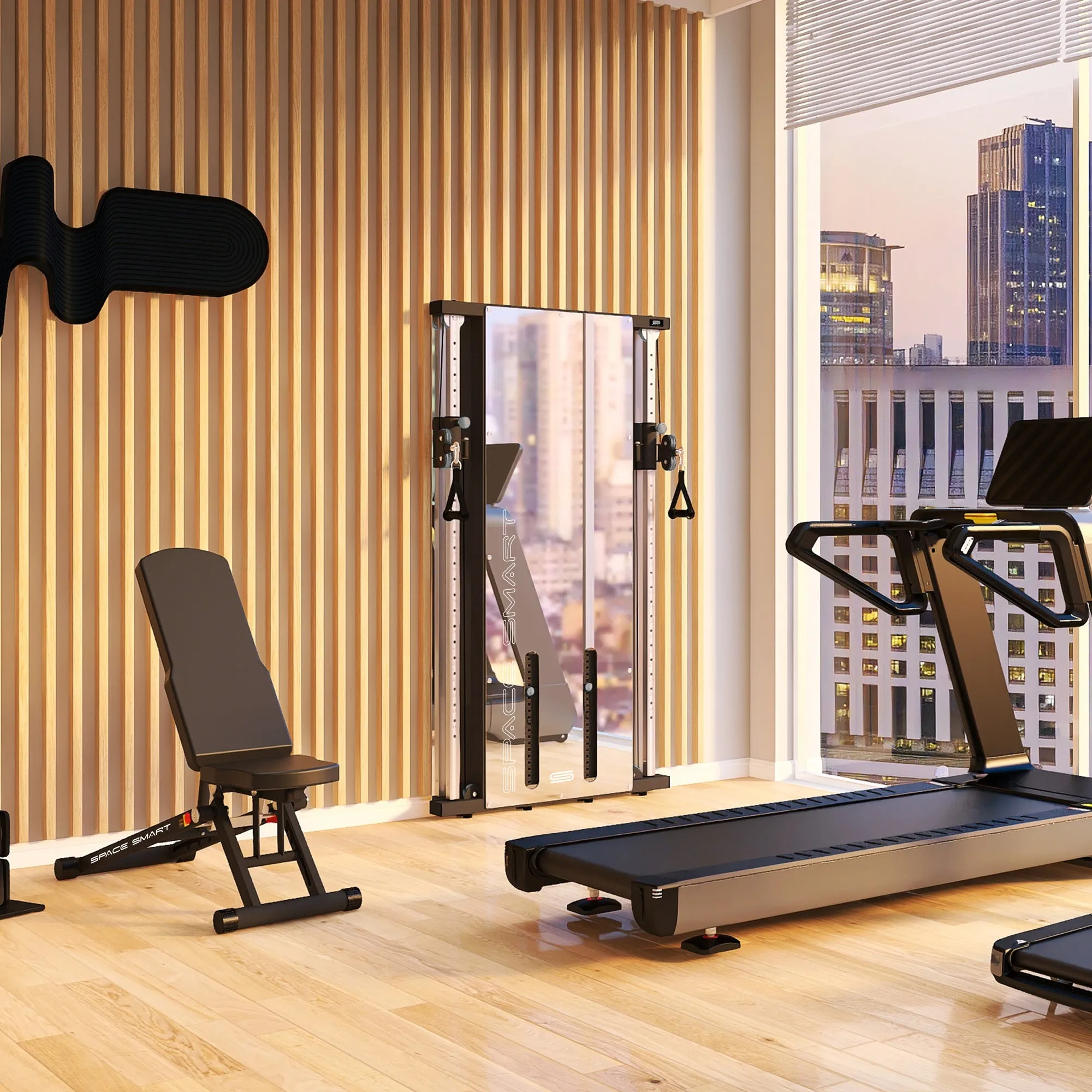 SpaceSmart Wall-Mounted Functional Trainer - Double Stack