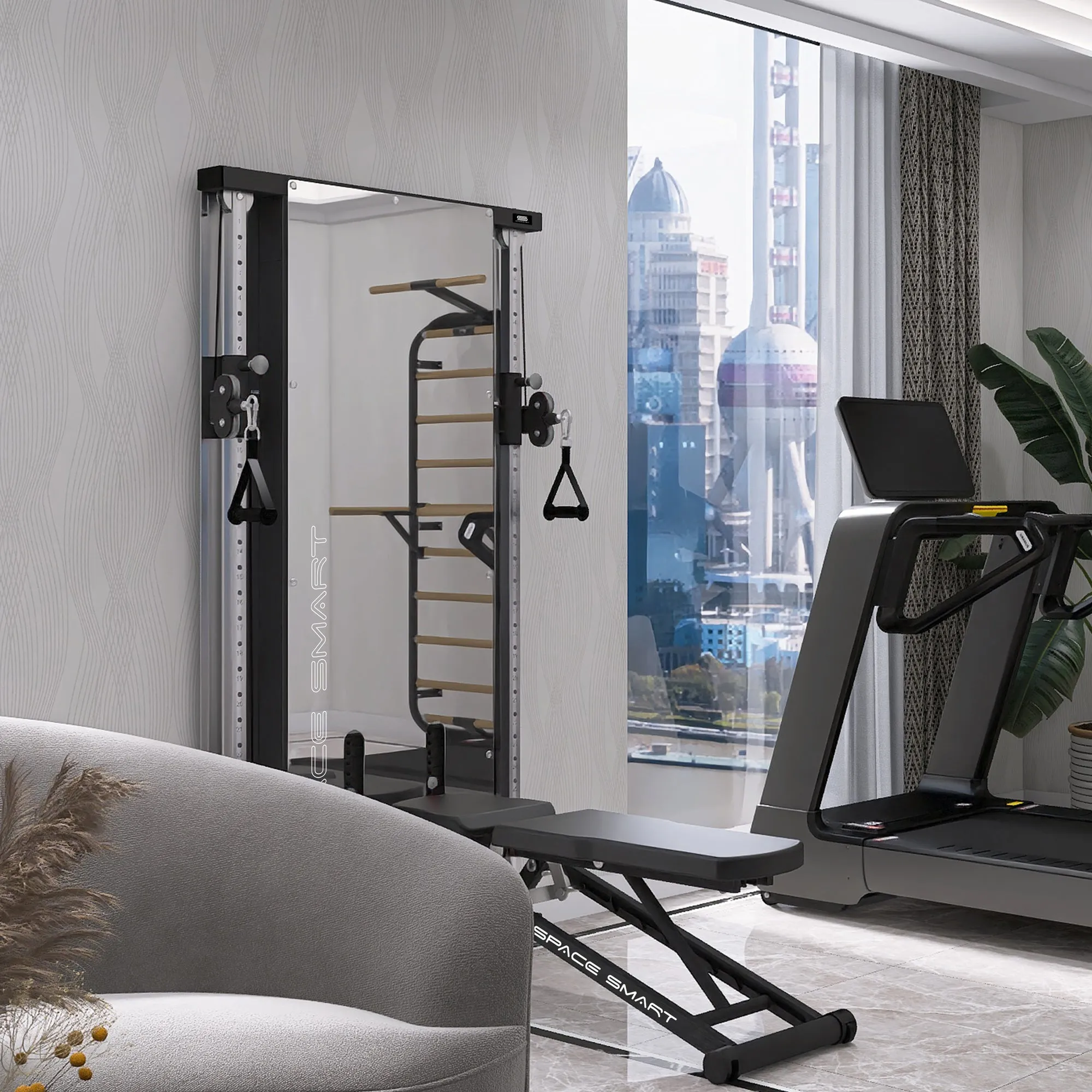 SpaceSmart Wall-Mounted Functional Trainer - Double Stack