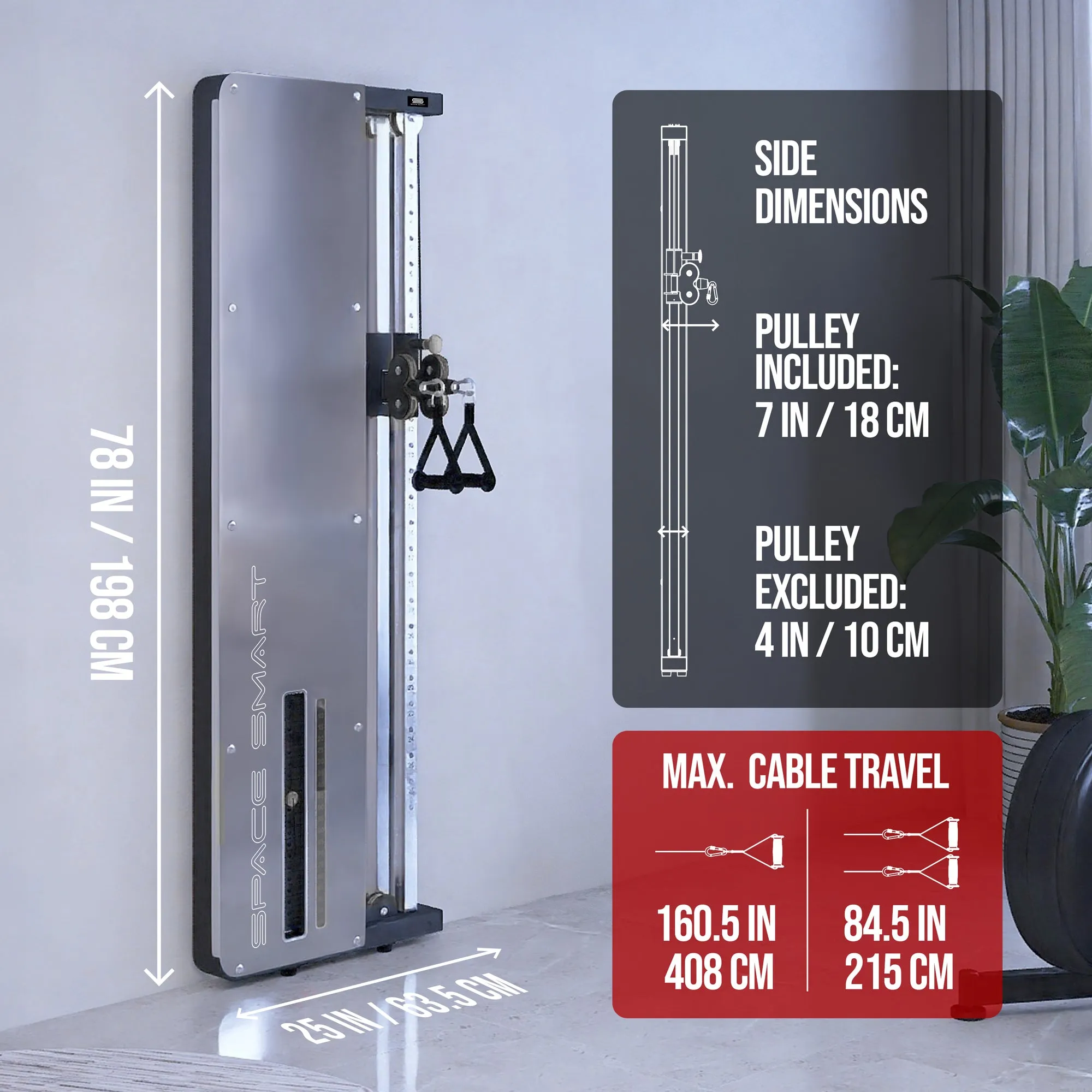 SpaceSmart Wall-Mounted Functional Trainer - Single Stack