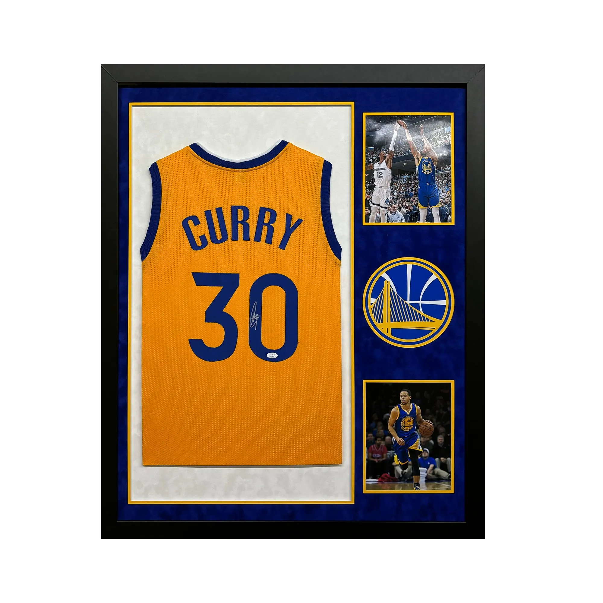 Steph Curry Signed Golden State Warriors Vertical Custom Framed NBA Jersey