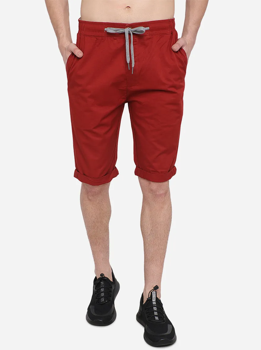 Tango Red Printed Regular Fit Capri | JadeBlue