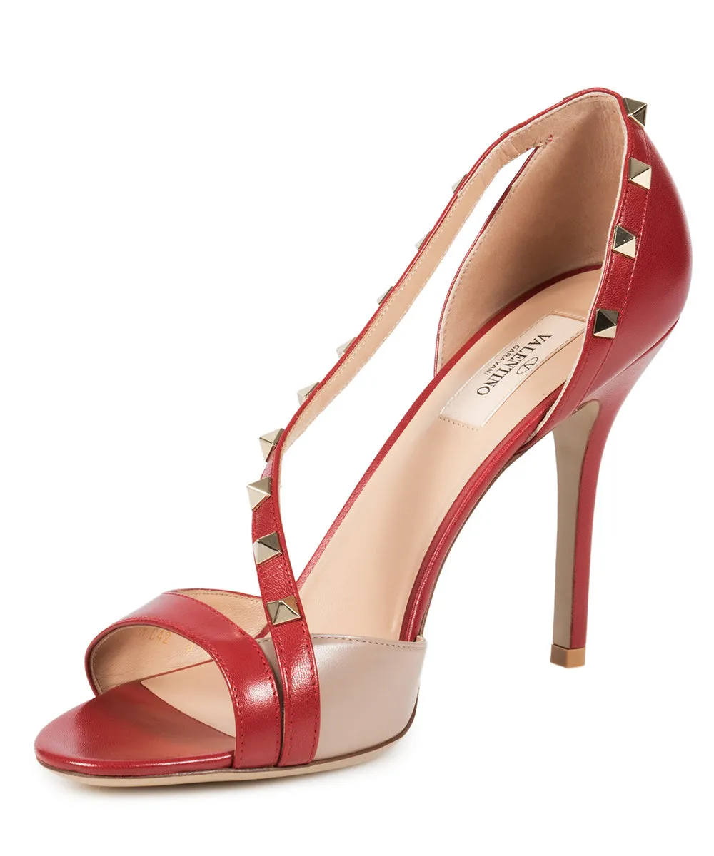 Valentino Rockstud Leather d'Orsay Peep Toe Pumps