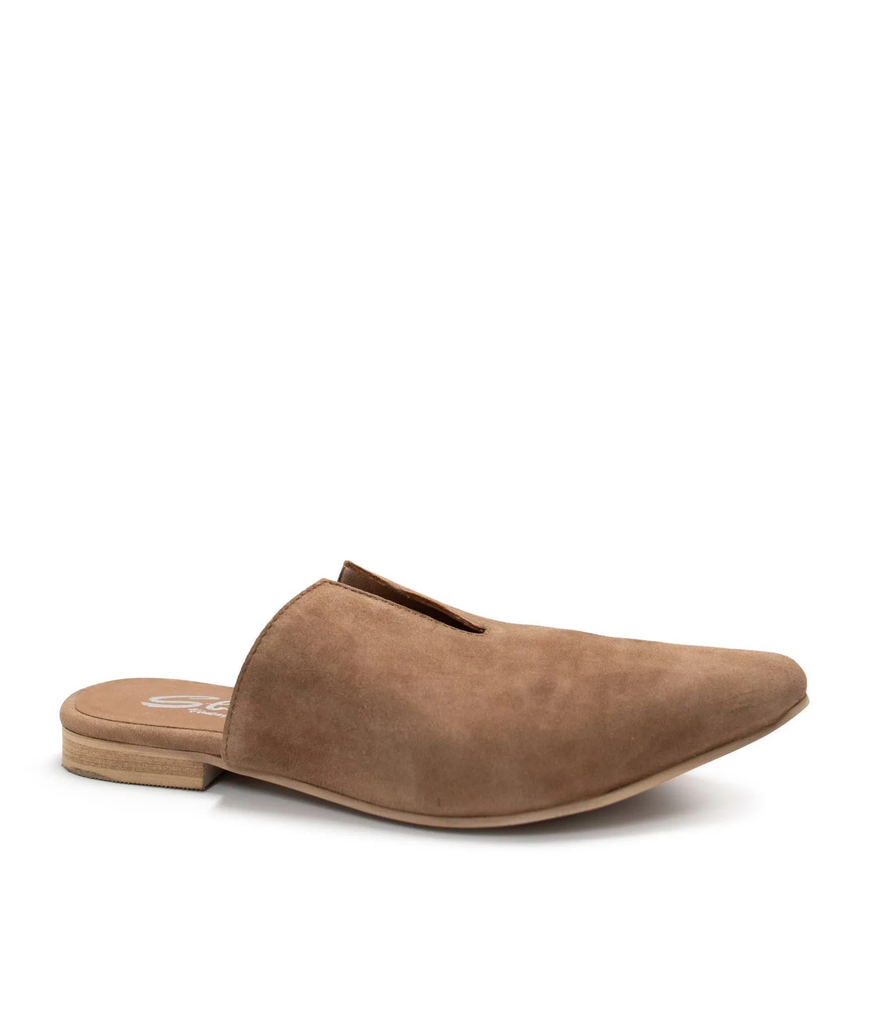 Willimantic Pointed Mule in Taupe Suede