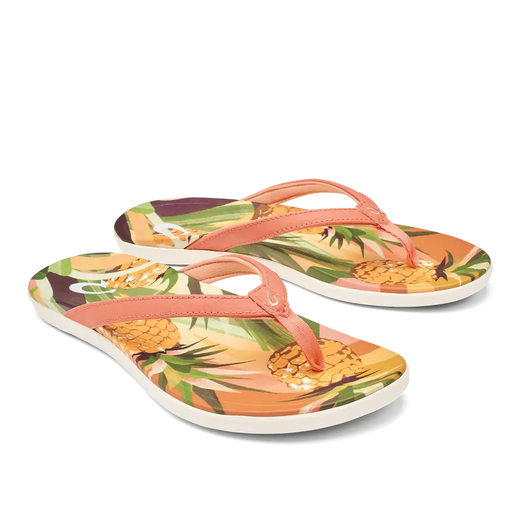 Women's Olukai Ho'opio Hau Color: Shell Coral / Pineapple