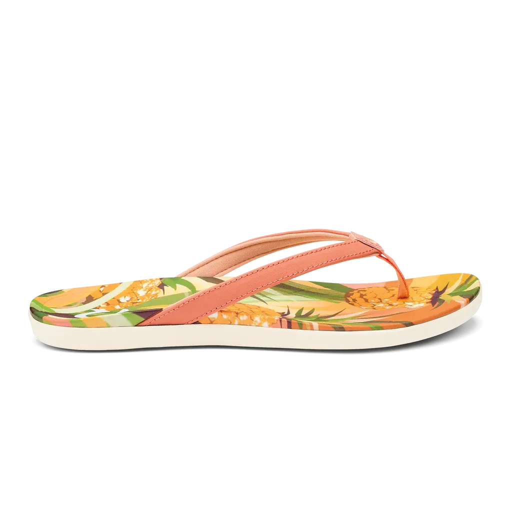 Women's Olukai Ho'opio Hau Color: Shell Coral / Pineapple