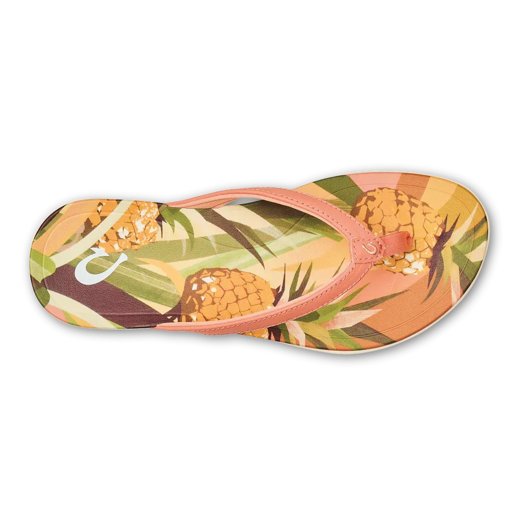 Women's Olukai Ho'opio Hau Color: Shell Coral / Pineapple