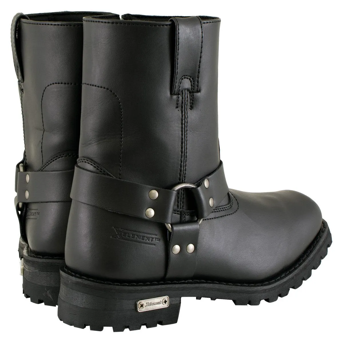 Xelement 1502 Men's Zipper Black Harness Motorcycle Boots